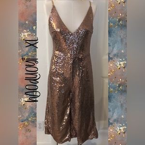 HAODUOYI  ♥️ Taupe tone Sequin Dressy Jumper  Womens SZ:XL